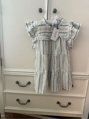 Girls Sea New York Striped Blue & White Dress